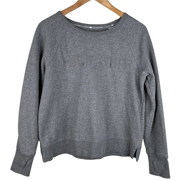 Tommy Hilfiger Sweatshirt  Sport Spellout Sweatshirt Crewneck Gray Size M - Picture 1 of 4